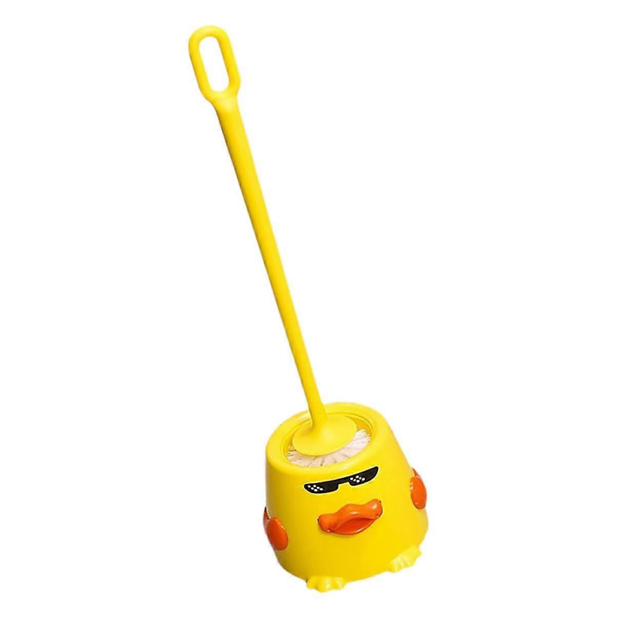 Duck Shaped Toilet Brush With Long Handle Soft Bristles Holder Included For Bathroom Cleaning