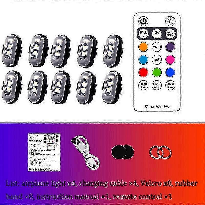 Motorcycle LED RGB Warning car light Universal Flash Signal car light Drone With Remote Strobe car light 7 Color Indicator Safety car lights