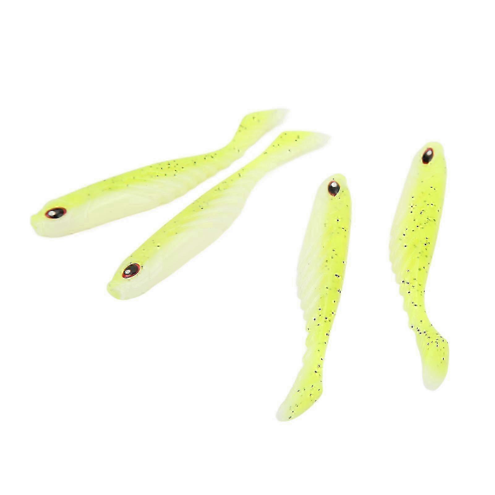 4PCS AR48 75mm/3.2g T Tail Soft PVC Bait Double Colors Jigging Wobblers Aritificial LureYellow White