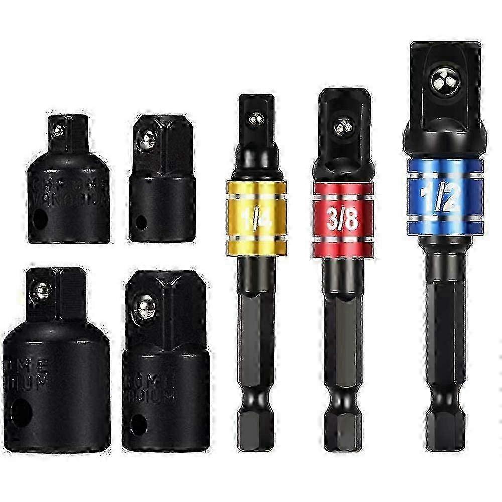 Socket Adapter 1/2 3/8 1/4 Hex Drill Bits Adapter Set Nut Wrench Reducer Socket Adapter Converter Ratchet Wrenches Bits (Black)