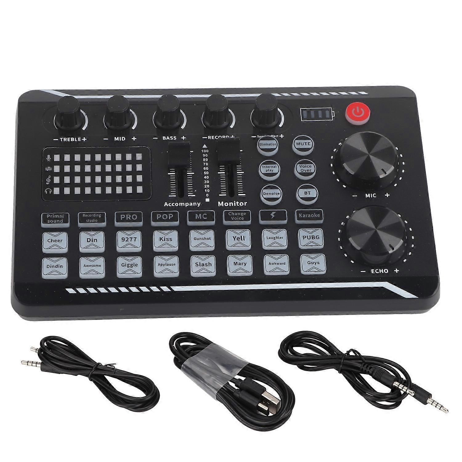 F998 Live Sound Card 16 Bits 44.1KHz Dual Channel Multifunctional Sound Mixer for Computers Mobile P