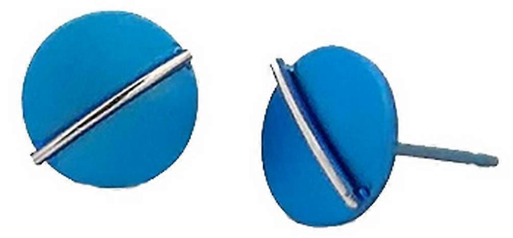Ti2 Titanium Jungle Round Stud Earrings - Dark Blue