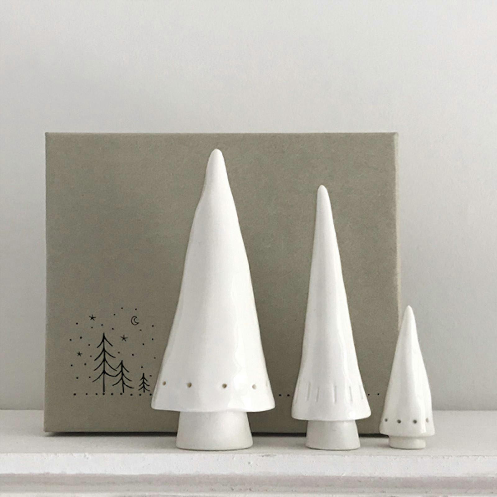 East of India Set of 3 Porcelain Conical Christmas Tree