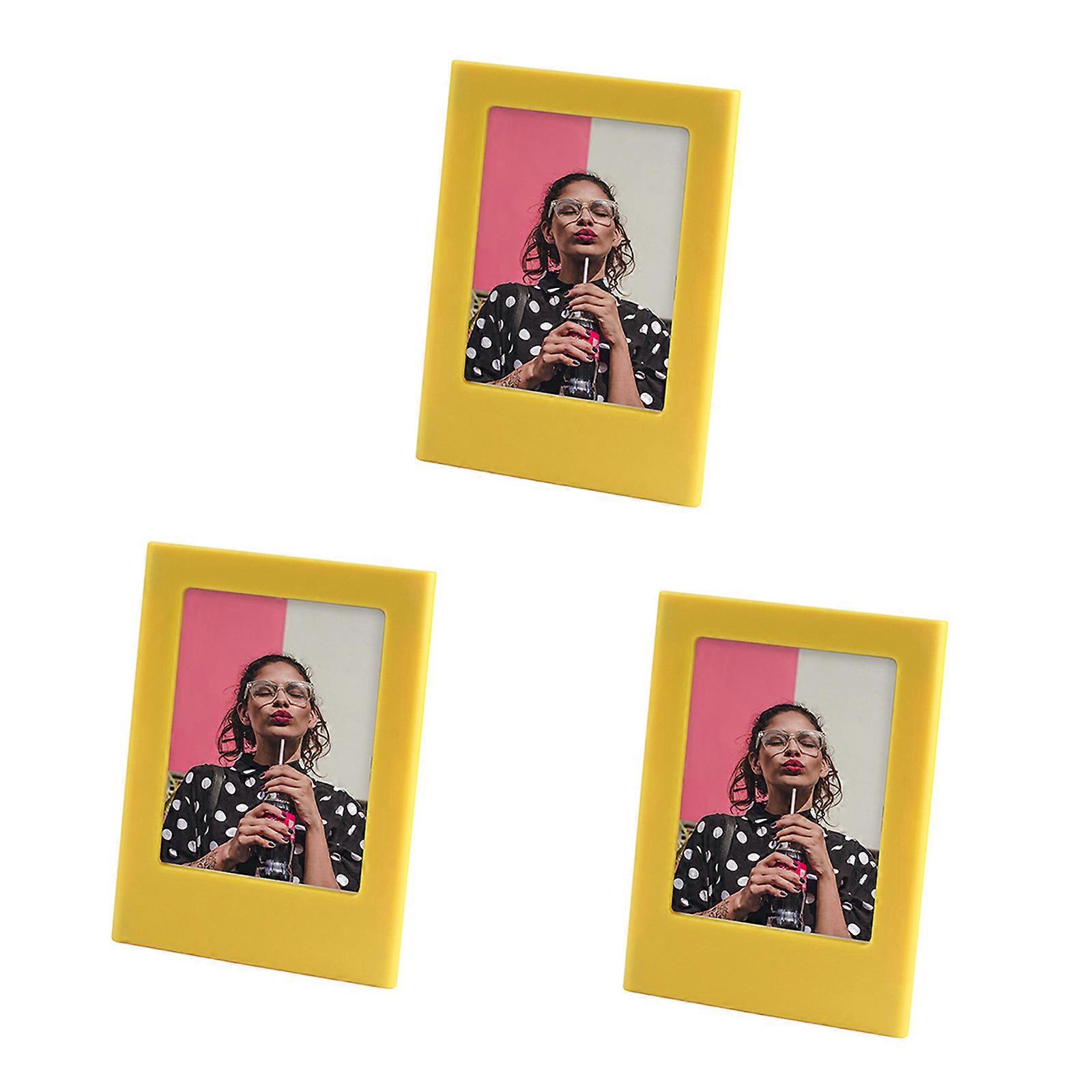 Tailored Magnetic Photo Display For 3.5inch Photos Measurements Prints Flexible Wall Refrigerator Mounting Artistic DIY  Yellow