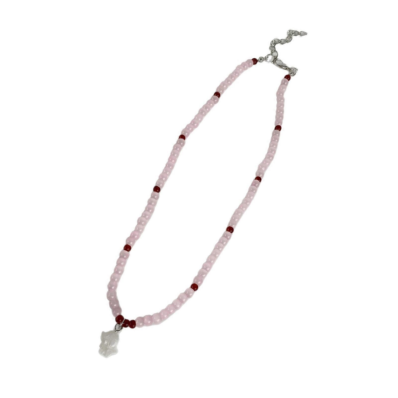 Stylish Beaded Necklace Feature Playful Puppy or Kitten Charm Resin Clavicle Chain Adjustable for Casual Outfits Multicolor