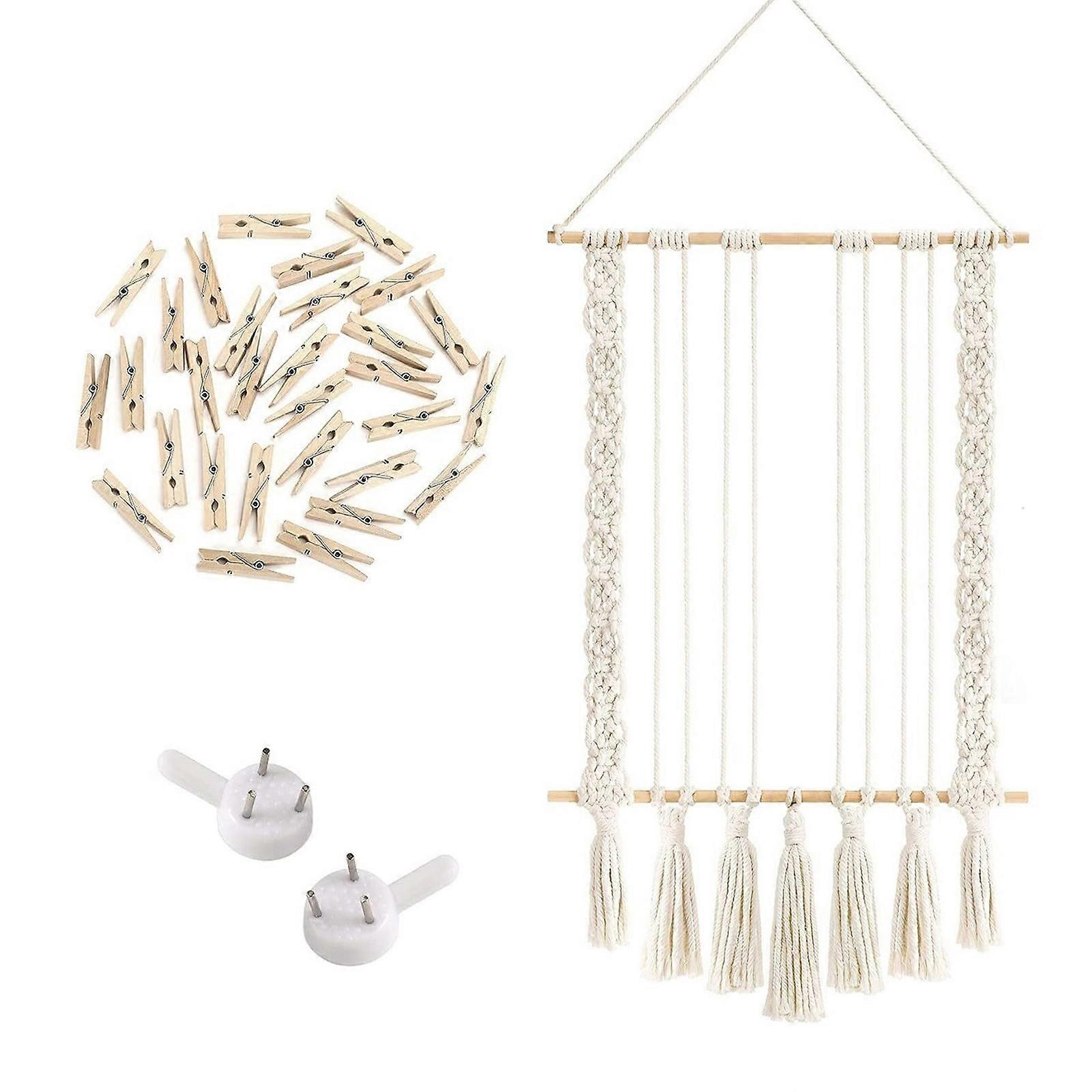 Sustainable Wood And Cotton Rope Wall Mounted Frame For Many Photo Art Display Multicolor