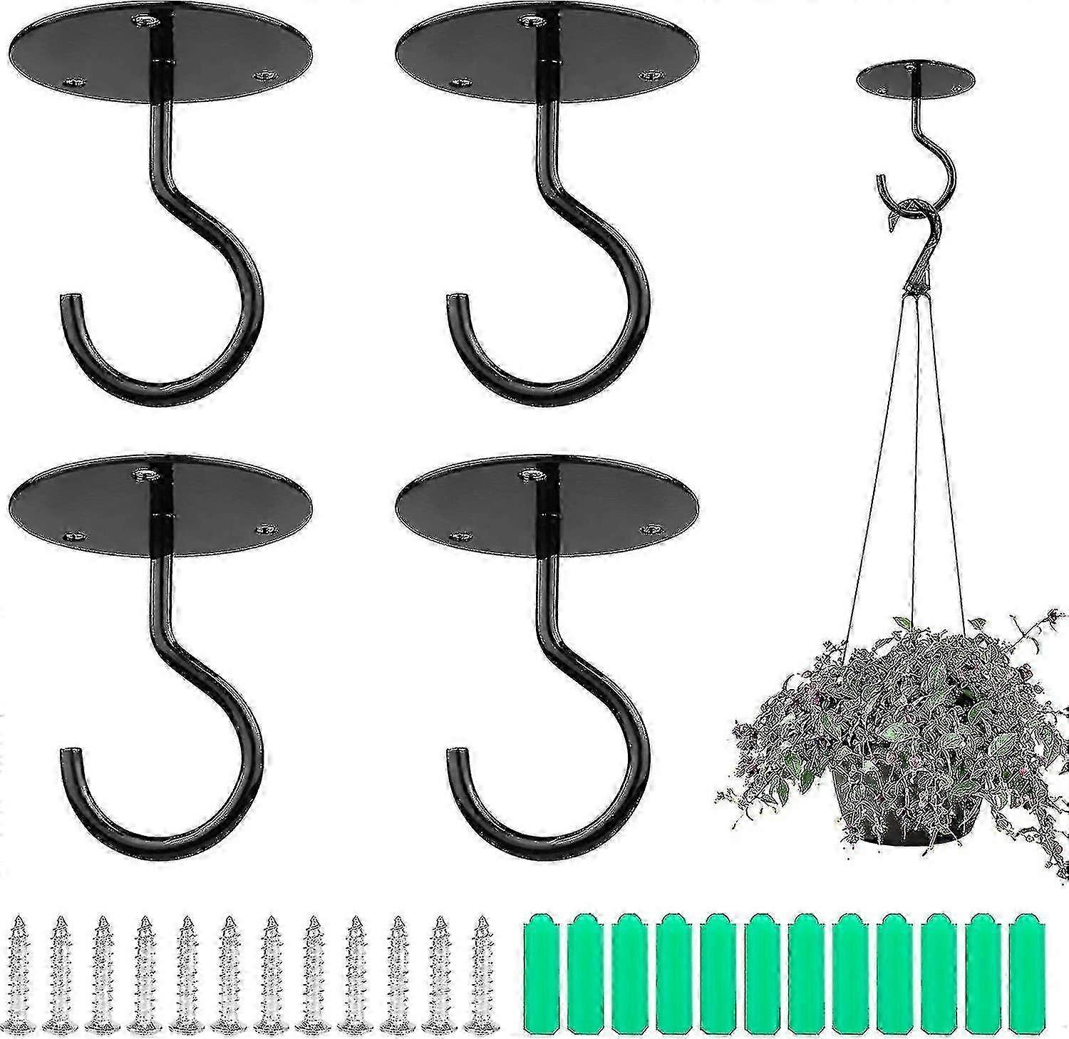 4 Pieces Wall Mounted Ceiling Hooks With Screws For Hanging Wind Chime