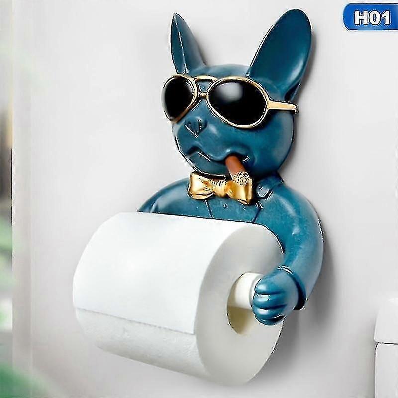 トイレットペーパーホルダー、犬イメージトイレサニタリー樹脂トレイパンチフリー(青)