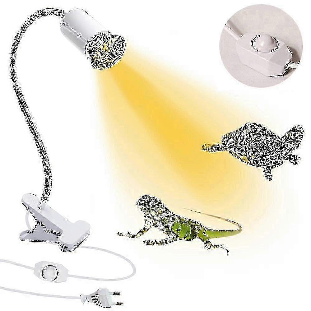 Reptile Heat Lamp Tortoise Basking Spot Lamp Turtle 360rotatable Light Clamp Flexible Ceramic Clip Desk Light Holder Socket With Dimmable Switch