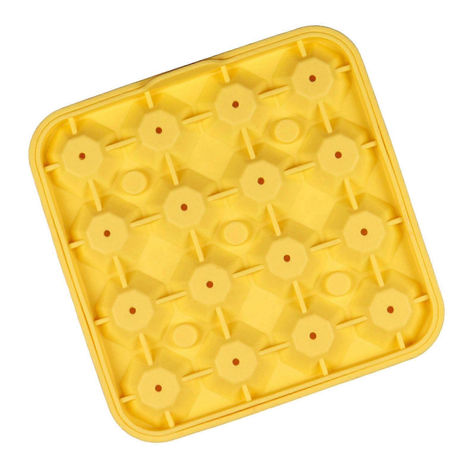 Flexible Ice Cube Moulds Silicone Ice Cube Tray Diamond Shaped Silicone Ice Cube Maker Fashion Ice Cube Tool for Kitchen  Yellow