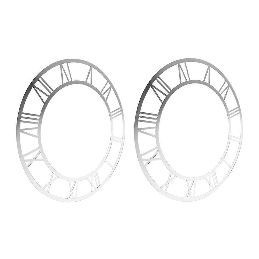 Acrylic Mirror Wall Clock for 2Pcs Round Roman Numerals Decorative