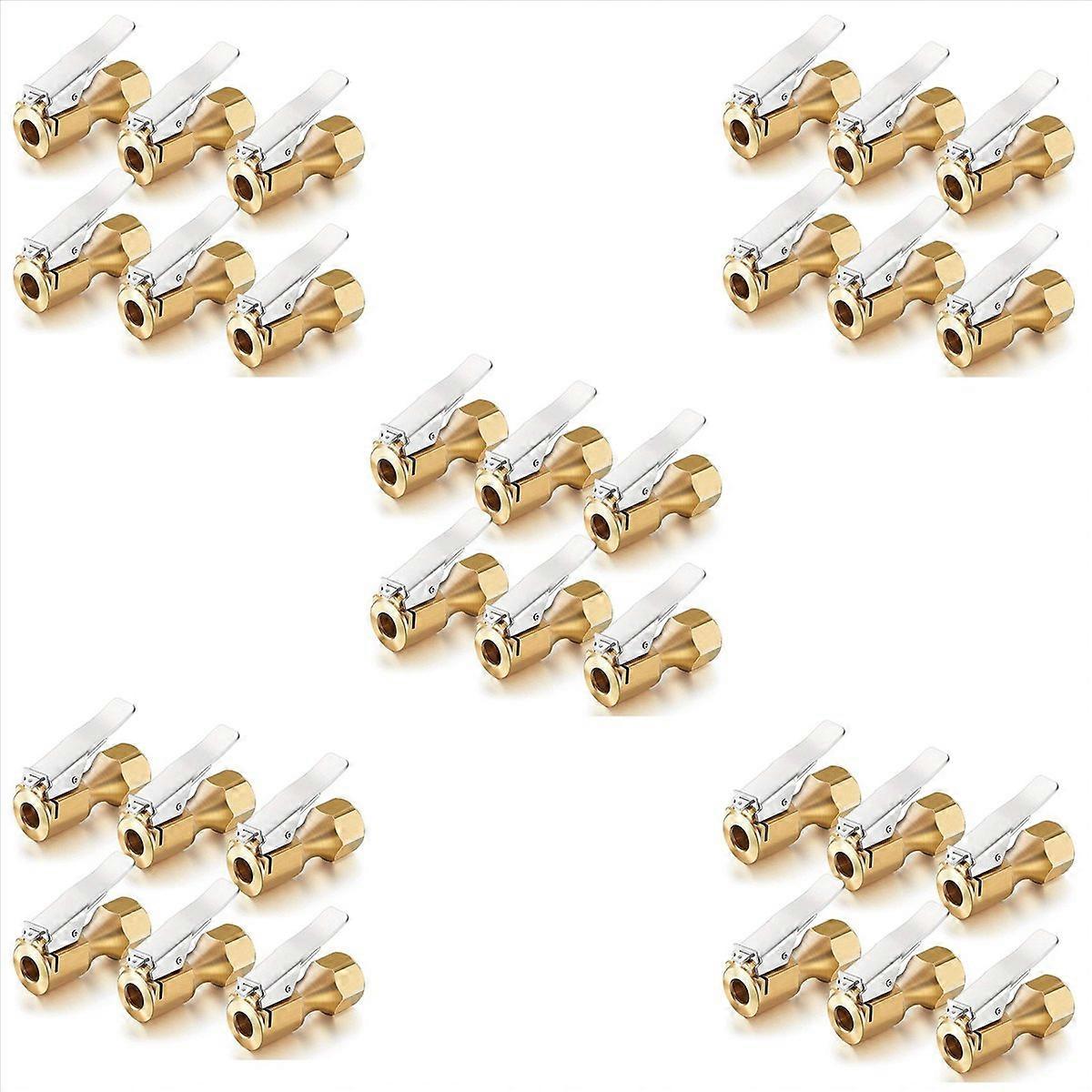 30 Pieces Brass Air Chuck Open Flow Straight Tire Chuck with Clip for Tire Inflator Gauge Compressor