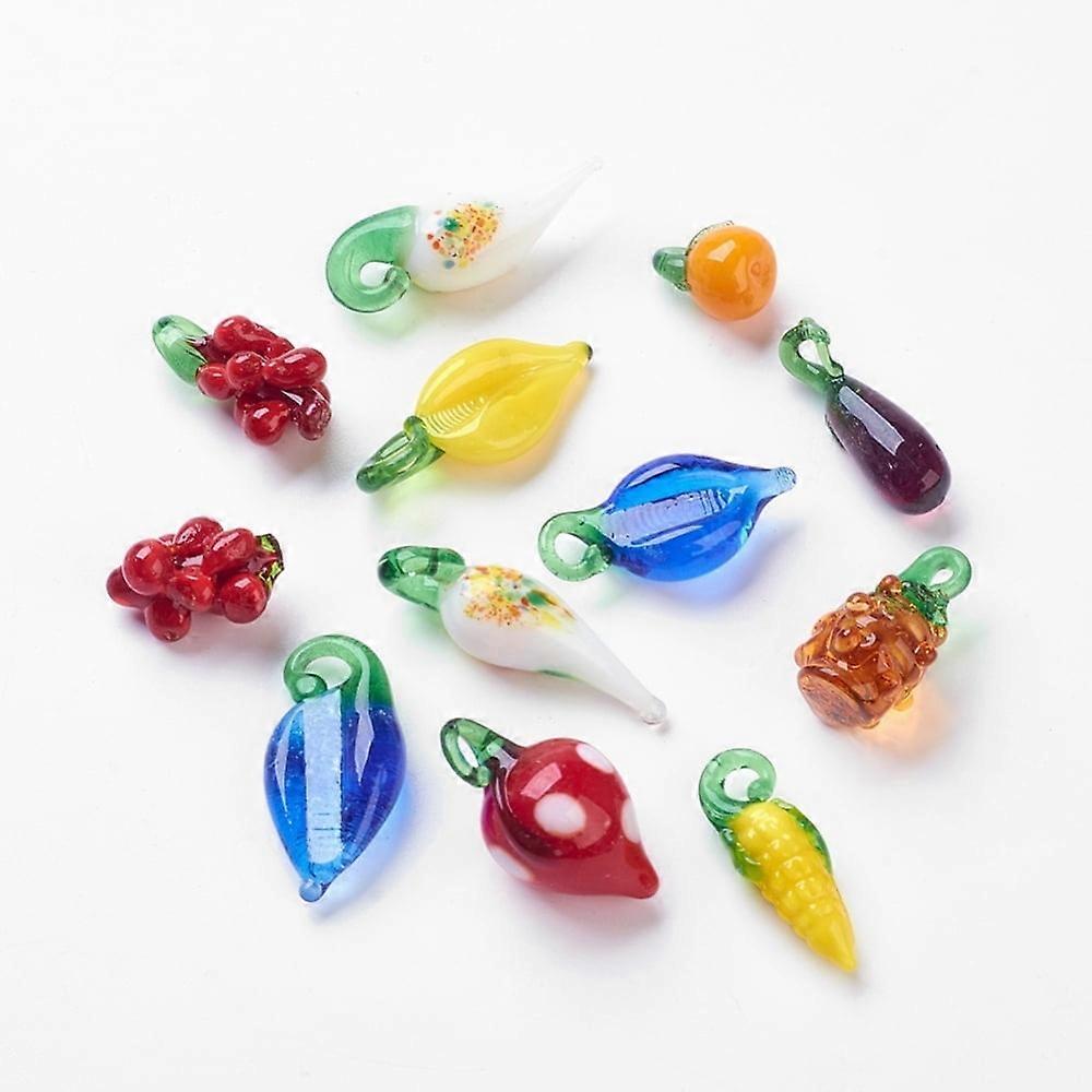 20pc Handmade Lampwork Beads Mixed Color Size: 10.5~15mm in diameter 22~34.5mm long hole: 3mm