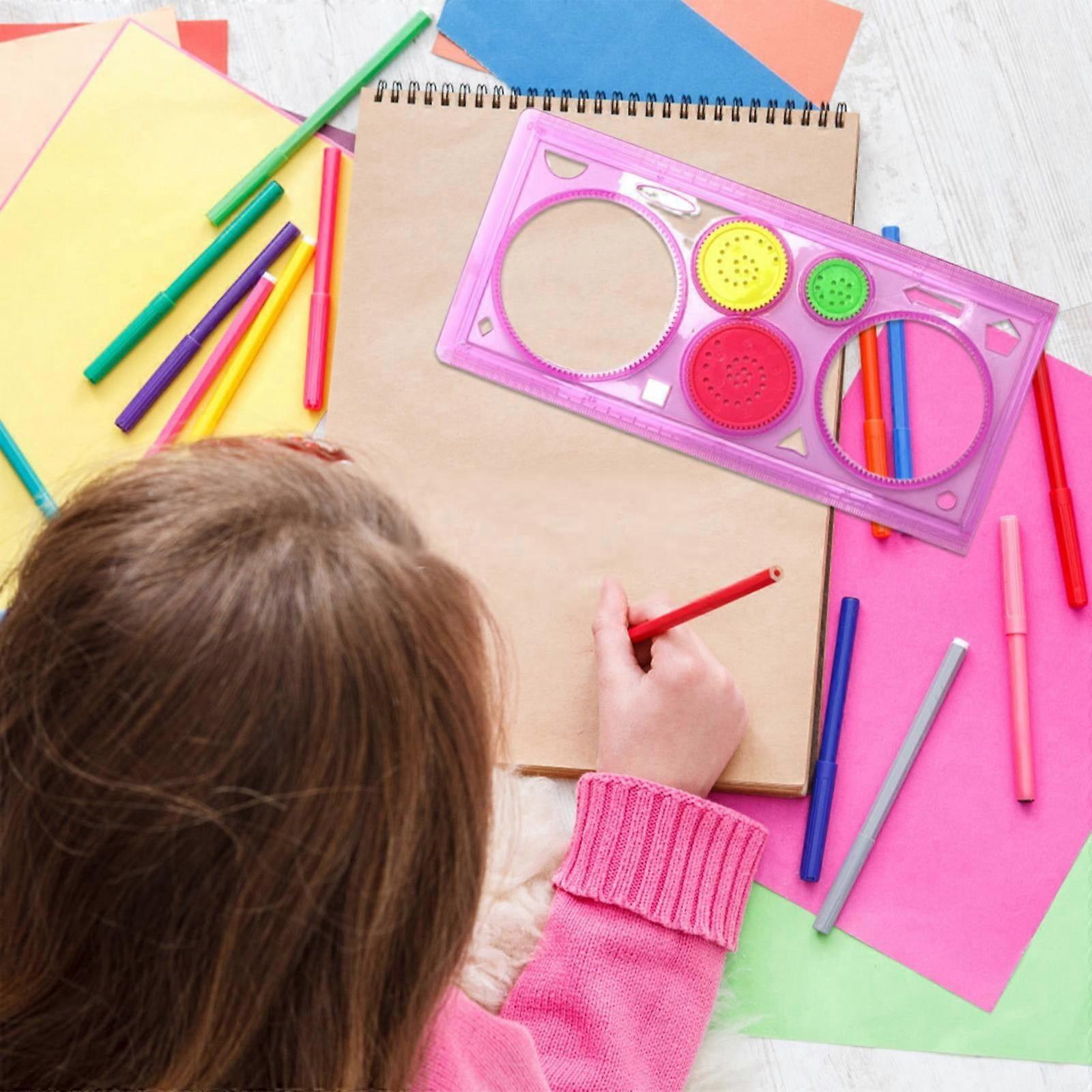 Federra 2 Pcs Geometric Drawing Templates, Multi-Shaped Drafting Stencils, Clear Plastic Measuring Rulers, Triangle & Protractor Tool Set for