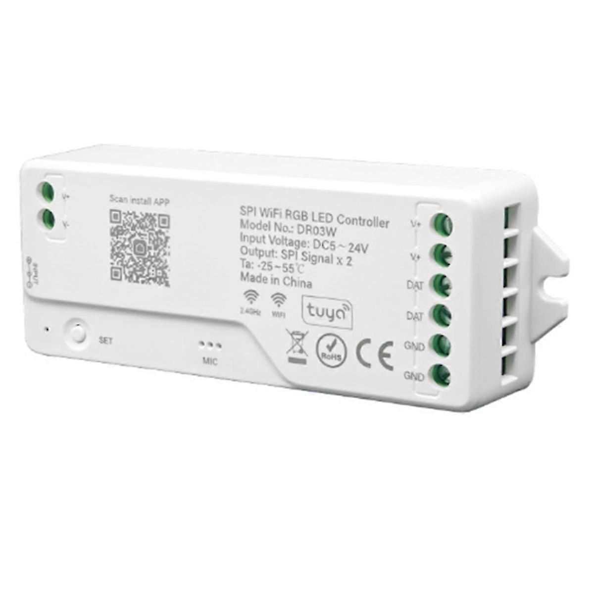 Tuya Wifi SPI RGB LED Controller for Alexa Google Assistance 720 Pixels for WS281 FCOB Addressable L