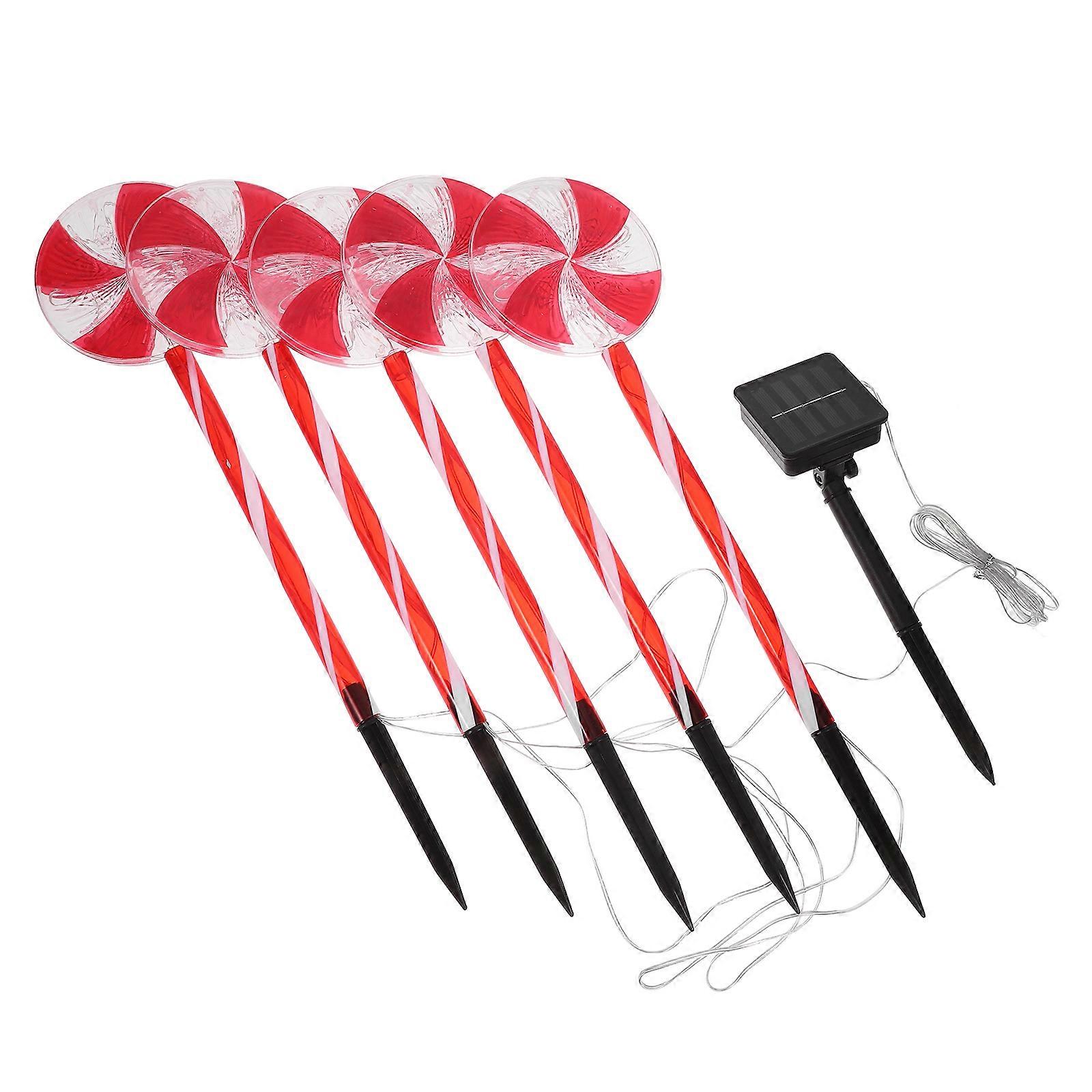 Candy Cane Solar Powered Pathway Lights for Garden Yard 1Set Outdoor