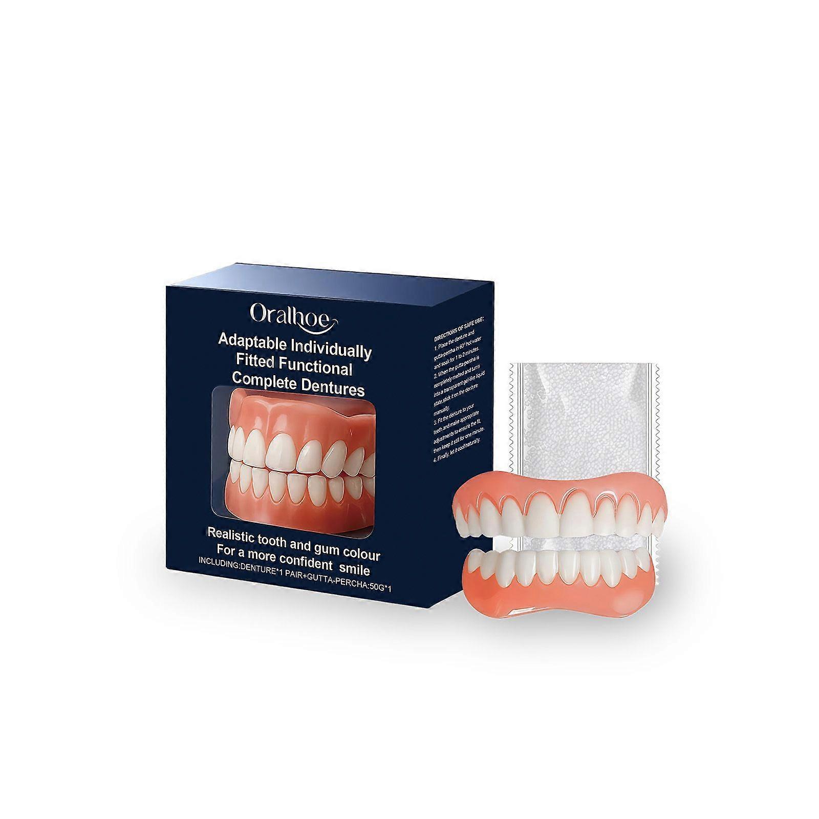 Silicone Reline Denture Set, Full Denture Set, Soft Denture Silicone Reline Kit Upper and Lower Denture Set for Men and Women