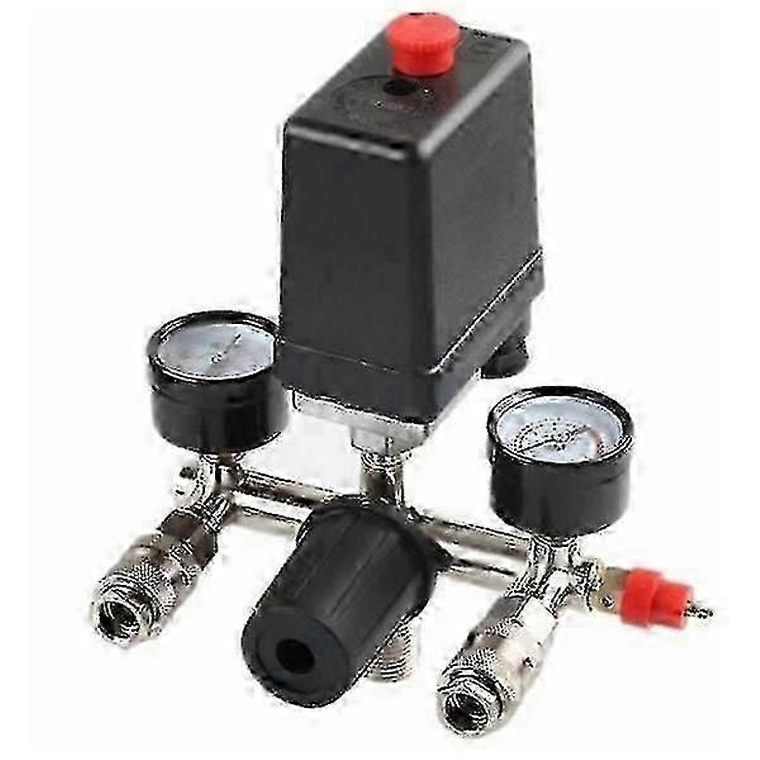 Pressure regulator with pressure monitor for compressor Pressure monitor with 2 displays