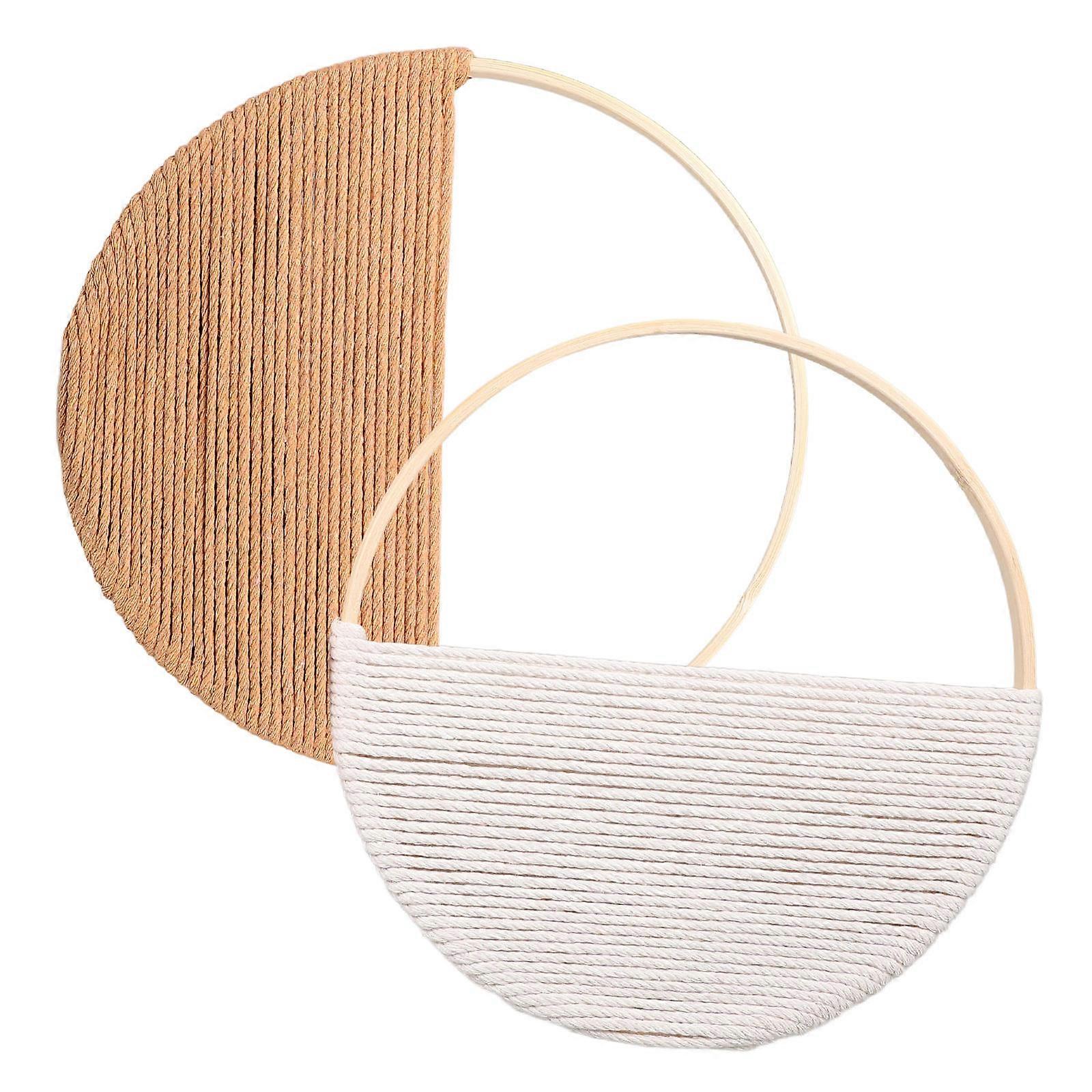 Rustic Bamboo Wall Decor Cotton Rope Wall Panel for Office 2Pcs