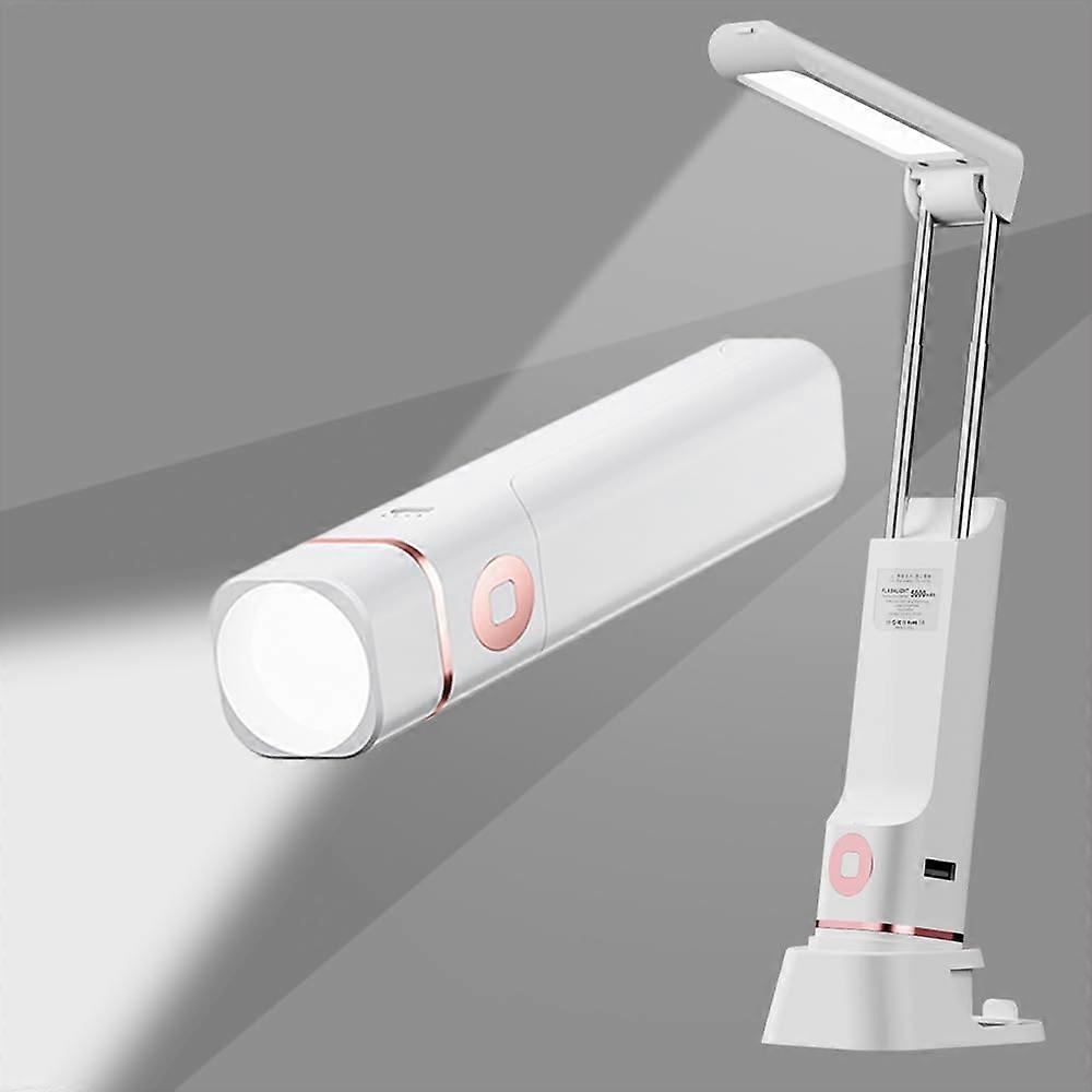 Cordless Rechargeable Desk Lamp with Adjustable Brightness, Foldable LED Design and Phone Stand