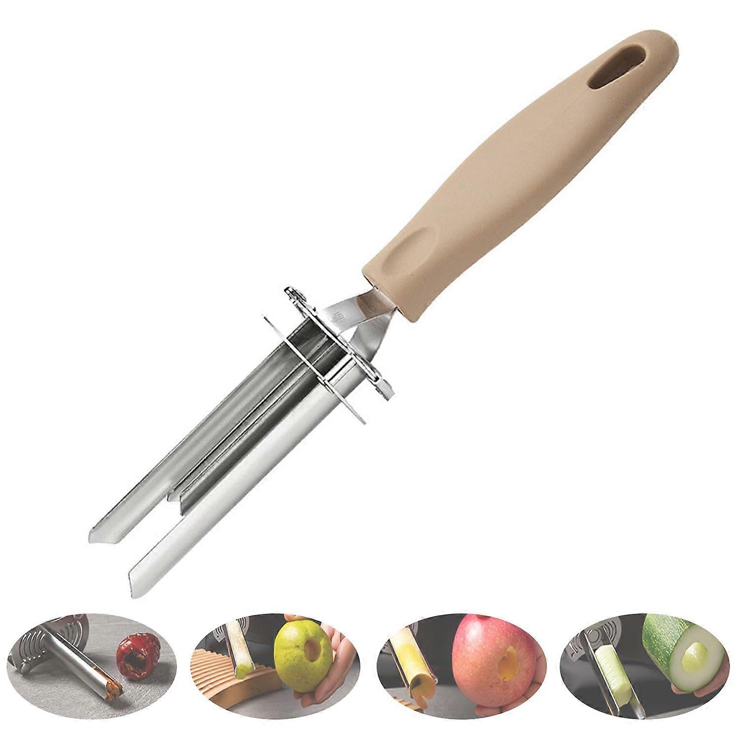 Adjustable Fruit and Vegetable Corer Tool with Six Sizes, Stainless Steel Apple and Pear Remover