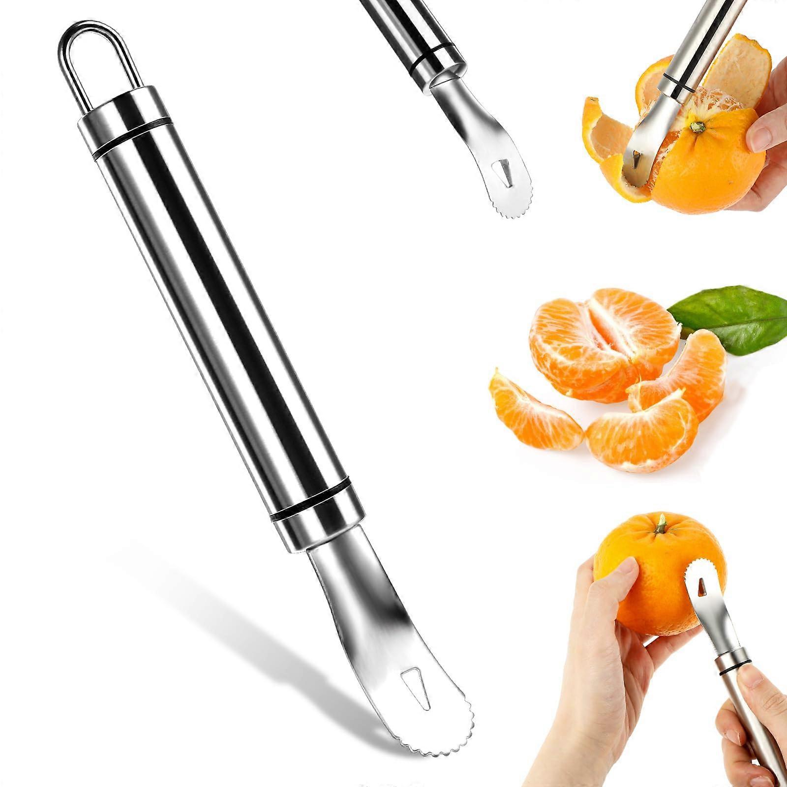 Stainless Steel Orange Peeler Tool with Precision Triangular Blade, Long Handle Zigzag Citrus Zester for Oranges and Lemons 1Pack