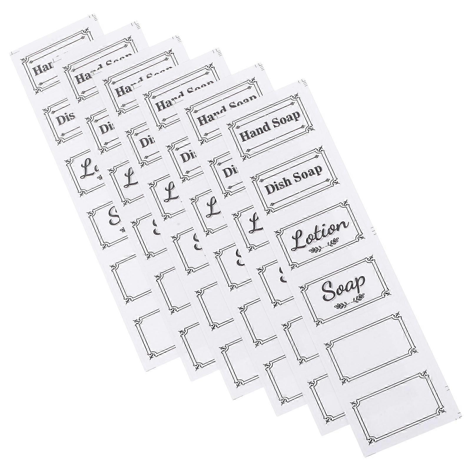 6pcs Transparent Bottle Hand Soap Stickers Removable Soap Decals Soap Labels