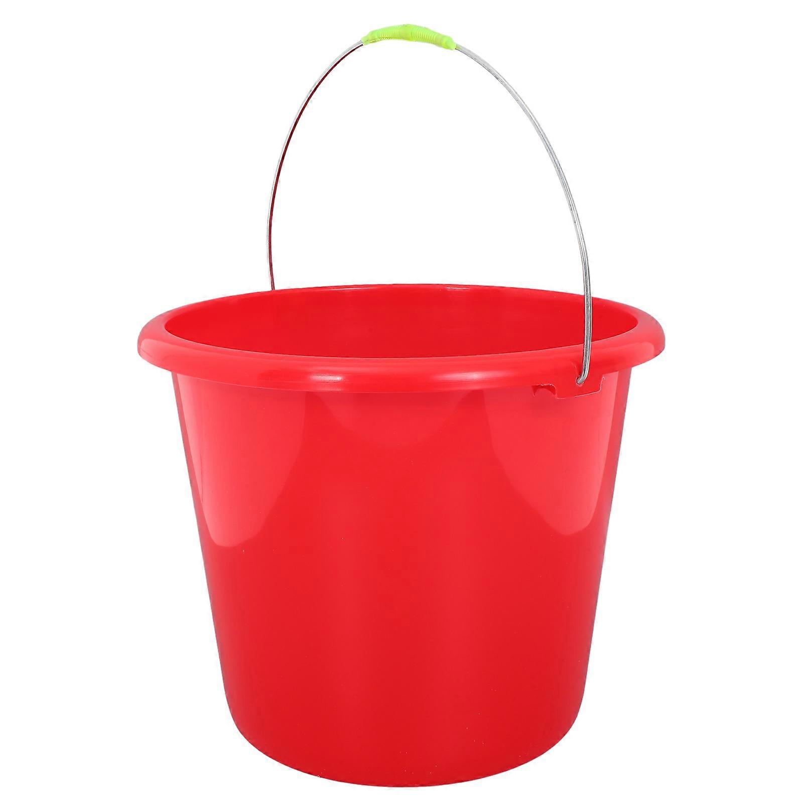 Utility Water Bucket with Handle for Storage Red Plastic Gardening Container