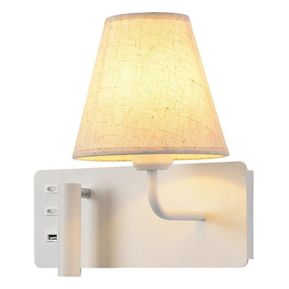 LED Wall Light with USB Charging, Adjustable Bedside Reading Lamp, E27 Warm Ambient Lighting