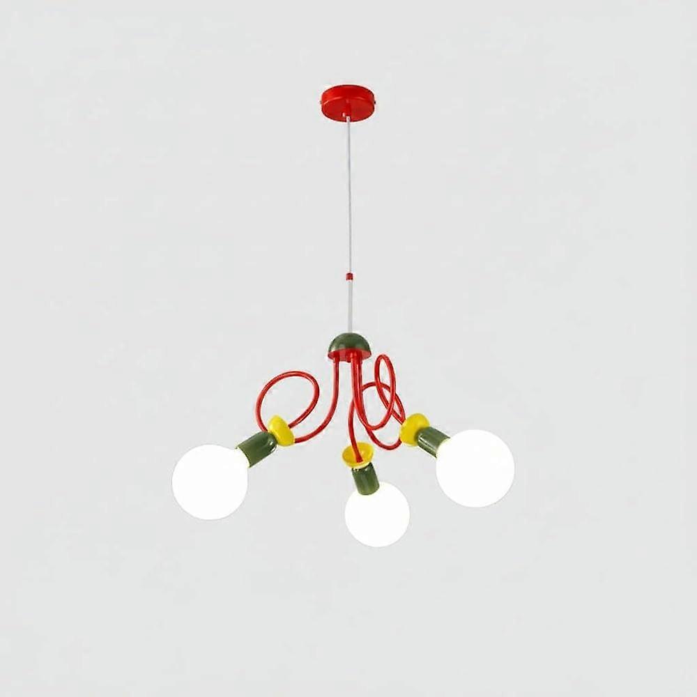 Modern Chandelier Memphis Style 3Light Pendant Light Fixture, Colorful Adjustable E27 Ceiling Lamp