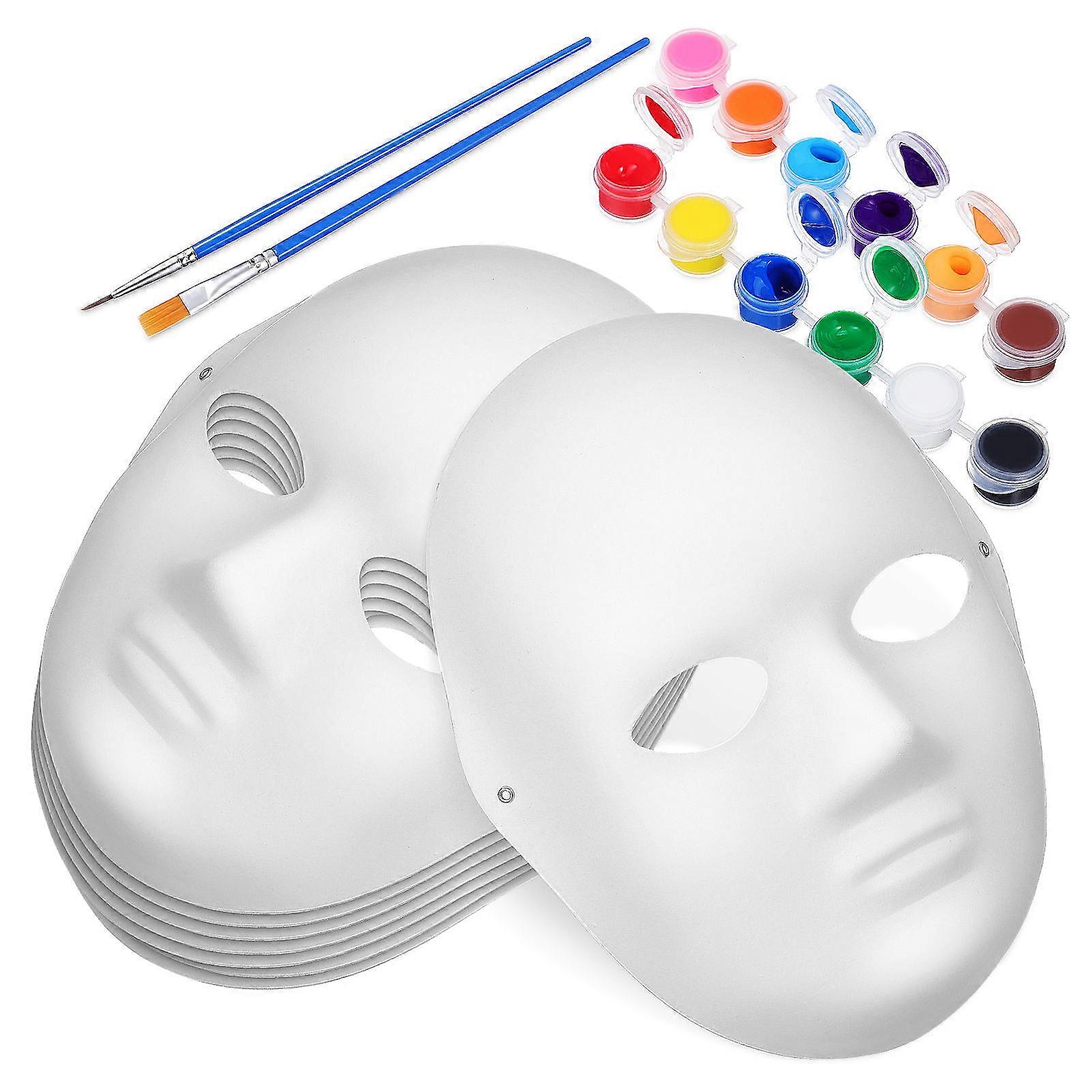 Craft Paper Mask Kit for DIY Use 1Set with Paint and Brush Included