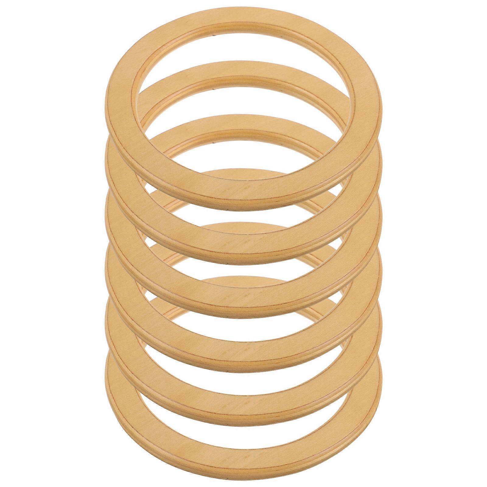 6Pcs Beige Wooden Circular Handles for Handbag Replacement and Making
