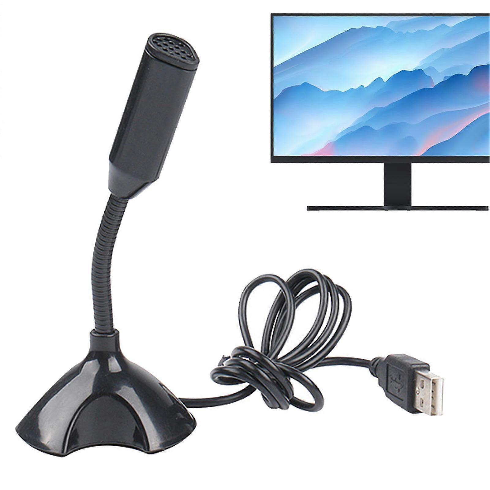 USB Microphone For Laptop Desktop And PC Gooseneck With Intelligent Noise Reduction Technology Black