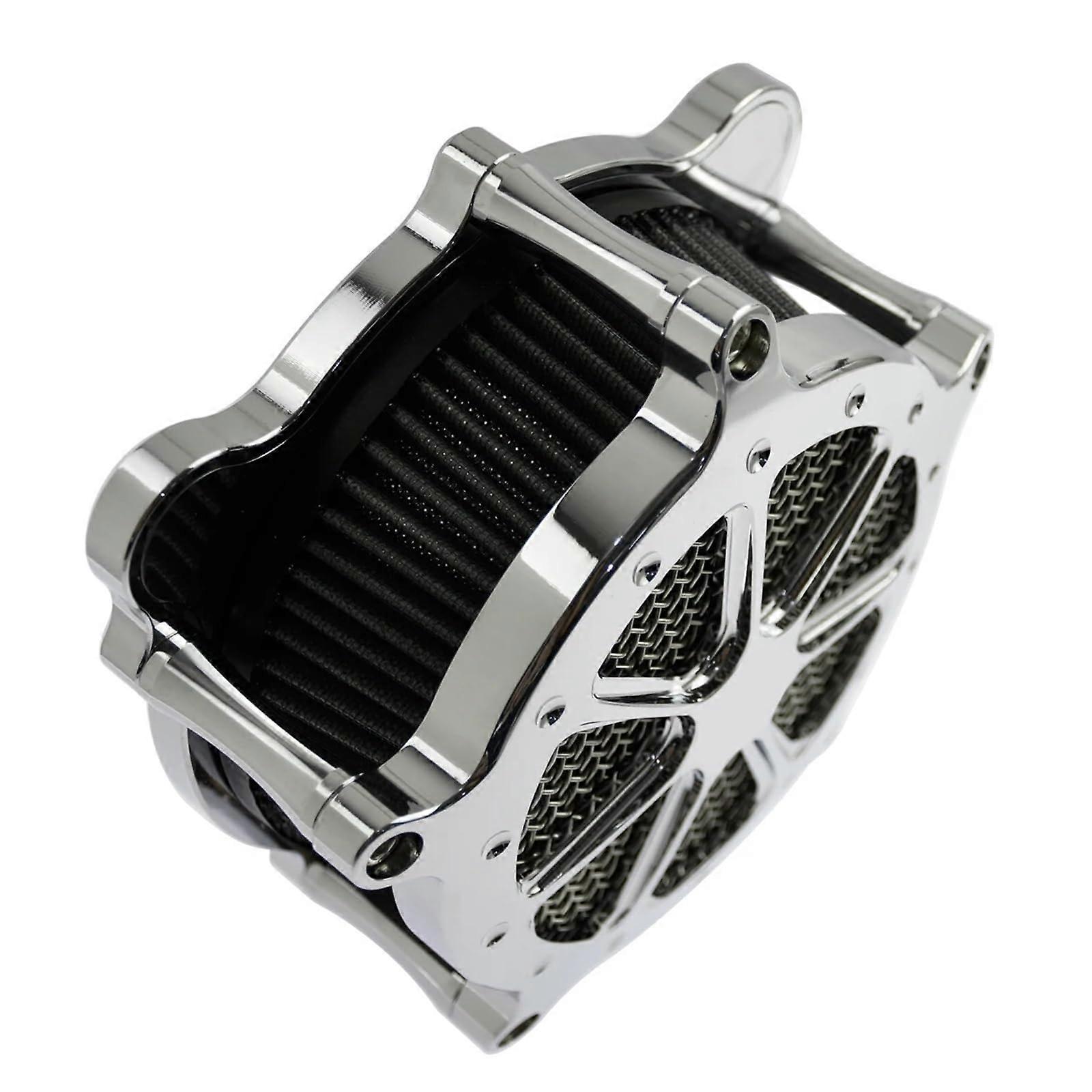 Motorcycle Chrome Air Cleaner Kit with Grey Intake Filter,  Performance and Easy Installation