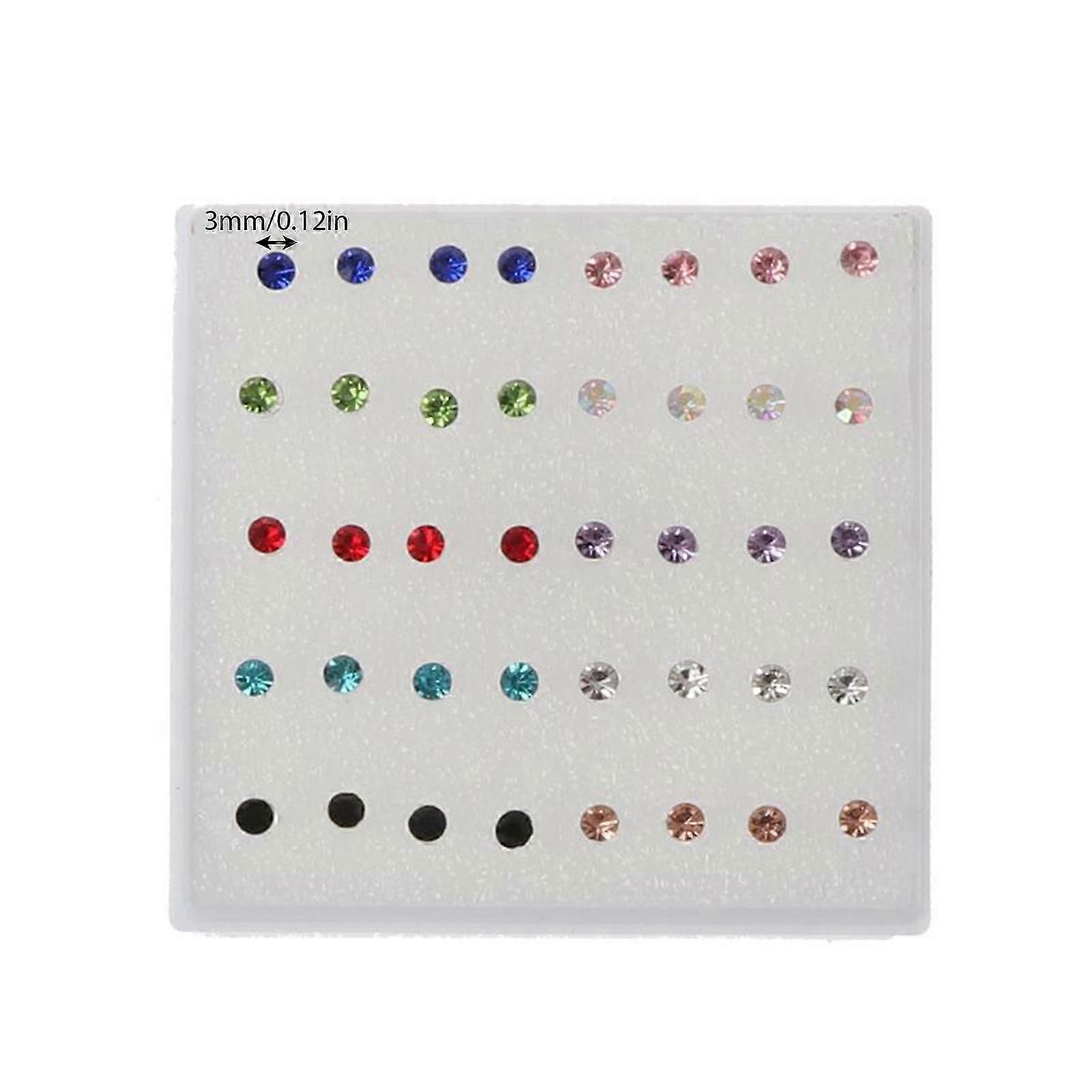 20 Pairs 2-5mm Hypoallergenic Rhinestone Stud Earrings