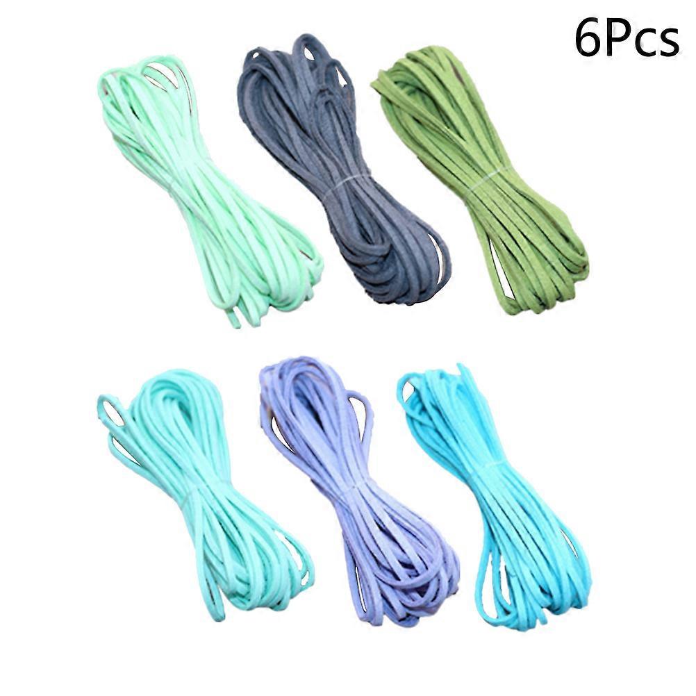 6 Pieces 5 Meters Flat PU Cord for Bracelet Making 3mm Thickness Assorted Colors
