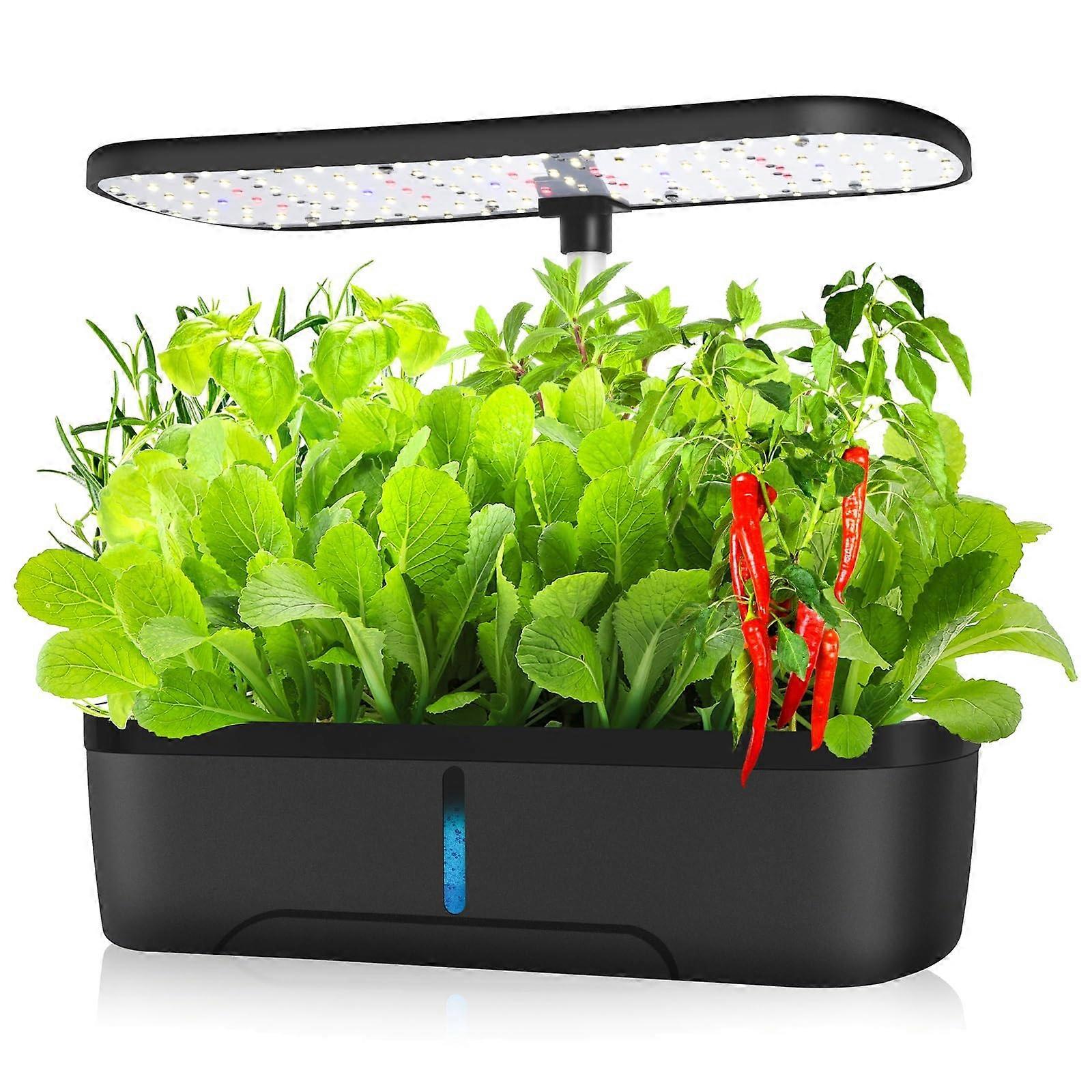 Indoor Hydroponic Garden with LED Grow Light System, Automatic Timer and Adjustable Planters