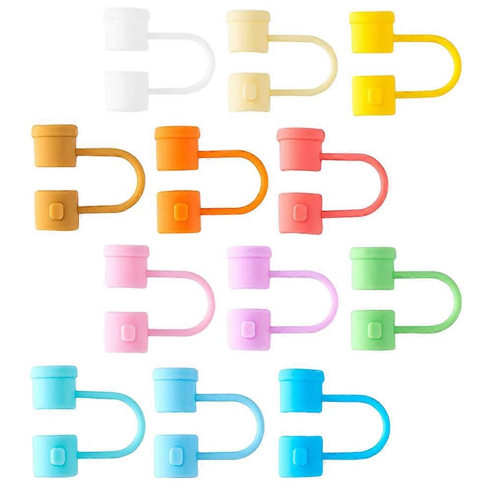 Reusable Straws Caps Protective Toppers For Drinking Straw Cyan 12Pcs