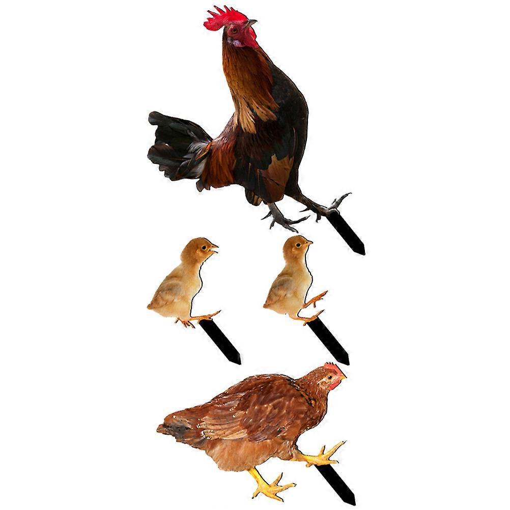 Chicken Yard Stake Garden Decor for Outdoor Use 4Pcs Set