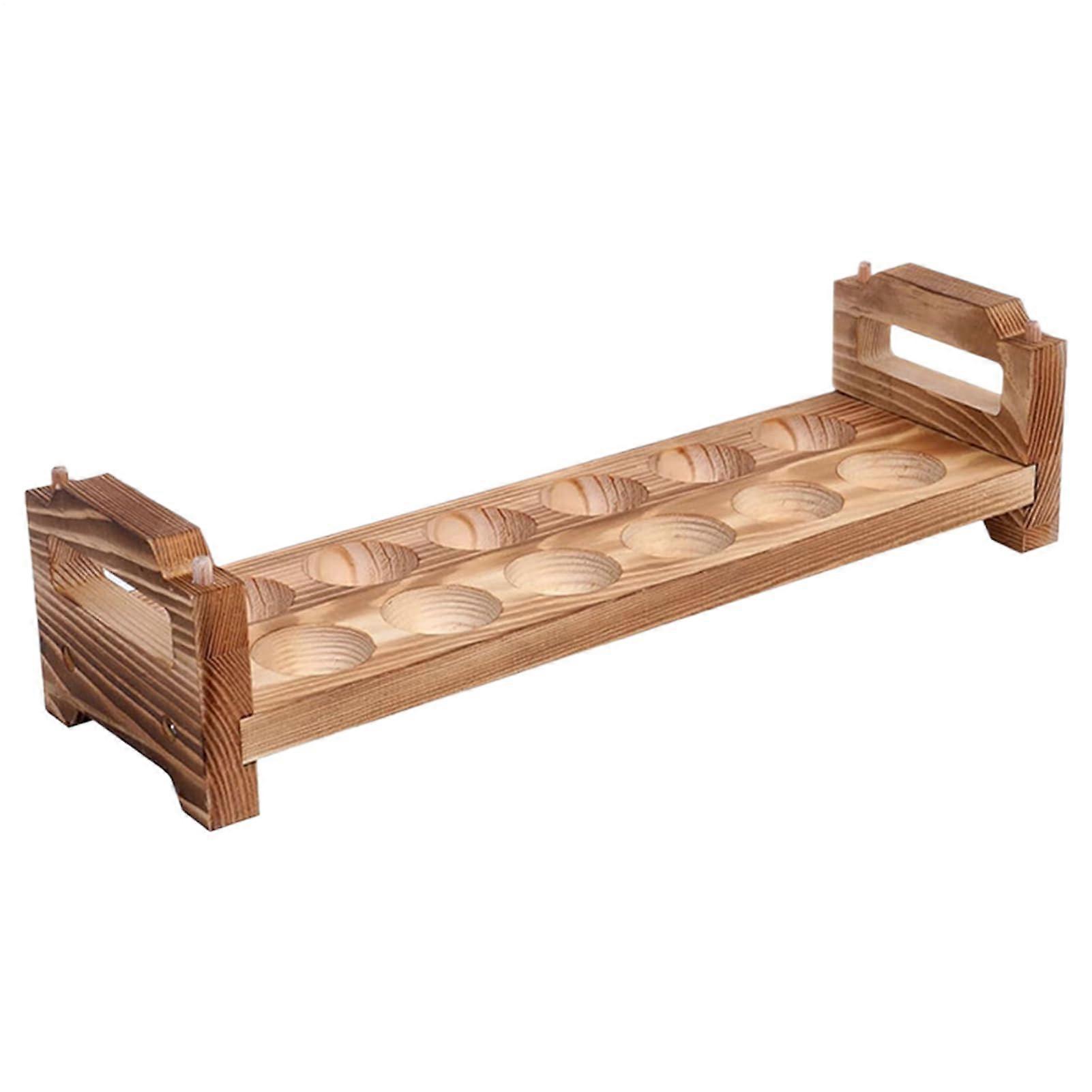 Wooden Egg Holder Rack with Stackable Solid Wood Trays for Rustic Countertop Egg Storage Organizer