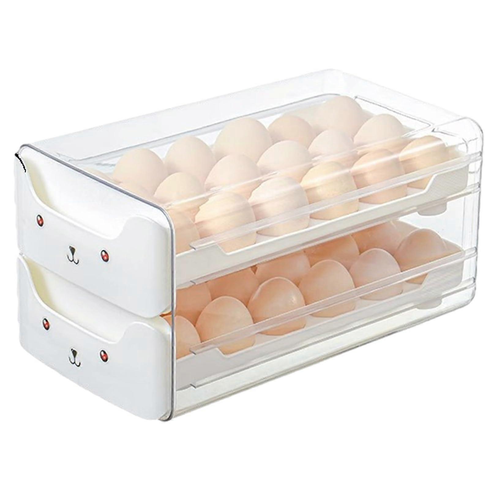 Egg Storage Container 30Egg Capacity Stackable Holder for Refrigerator Durable Plastic Tray
