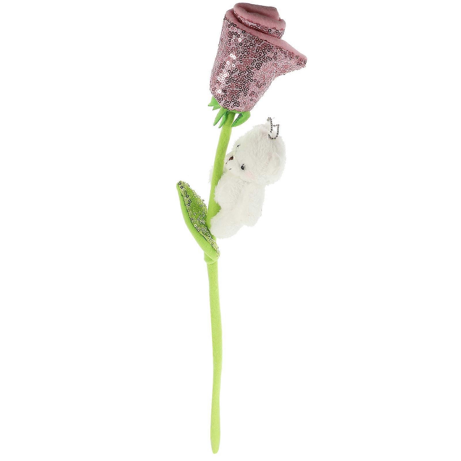 Stuffed Bear Plush Rose Flower for Decor and Artificial Rose Display