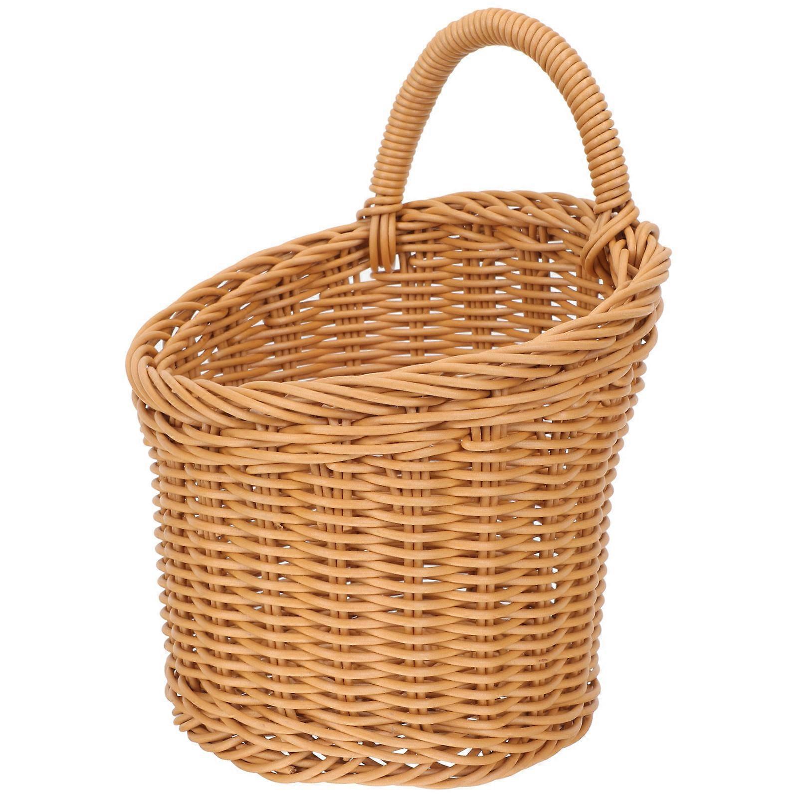Khaki Woven Basket Kitchen Storage Basket for Storage Featuring Plastic