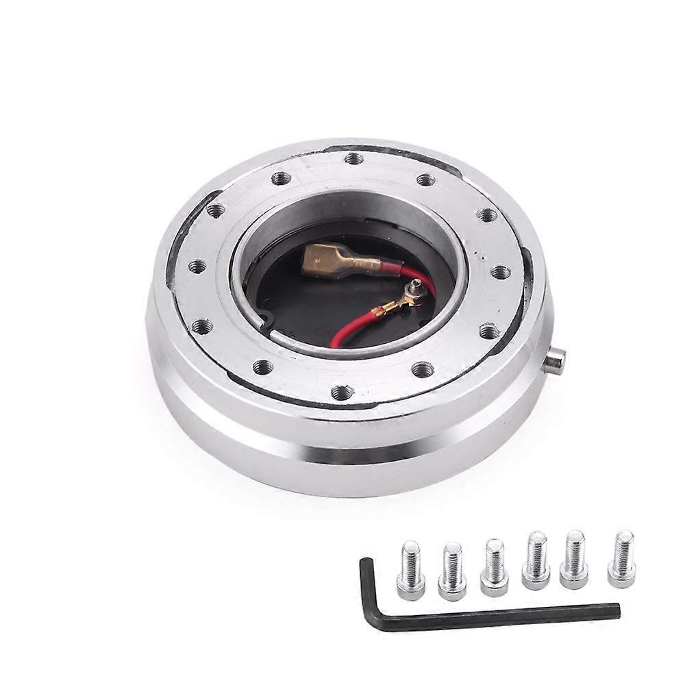 Universal 6 Hole Steering Wheel Quick Release Hub Adapter, Durable Alloy Racing Snap Off Kit Silver