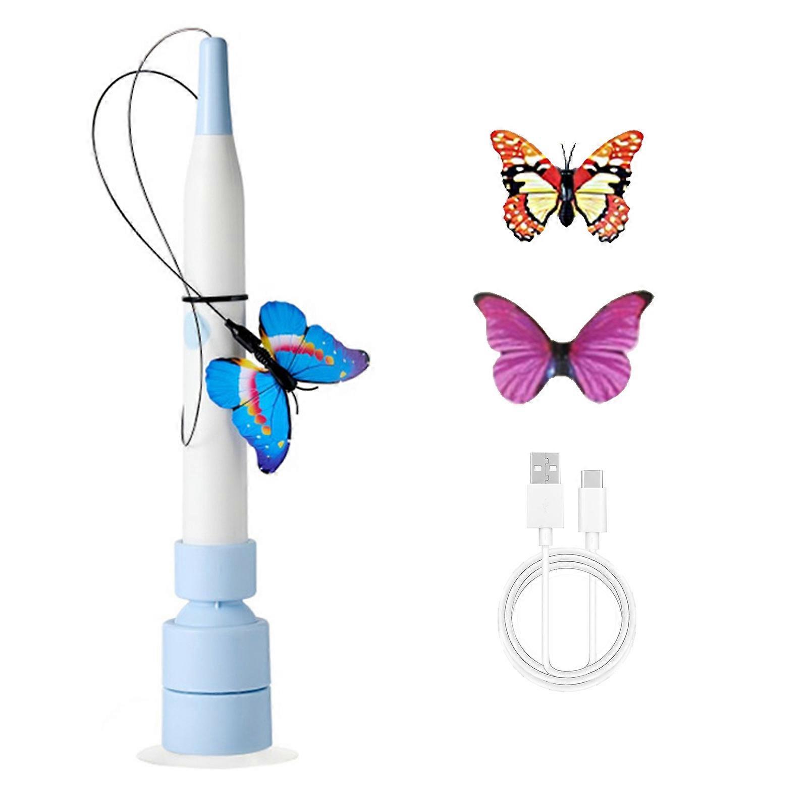 Flying Butterfly Cat Toy Interactive Electric Cat Toy Automatic Cat Teaser with Rotating Suction Cup