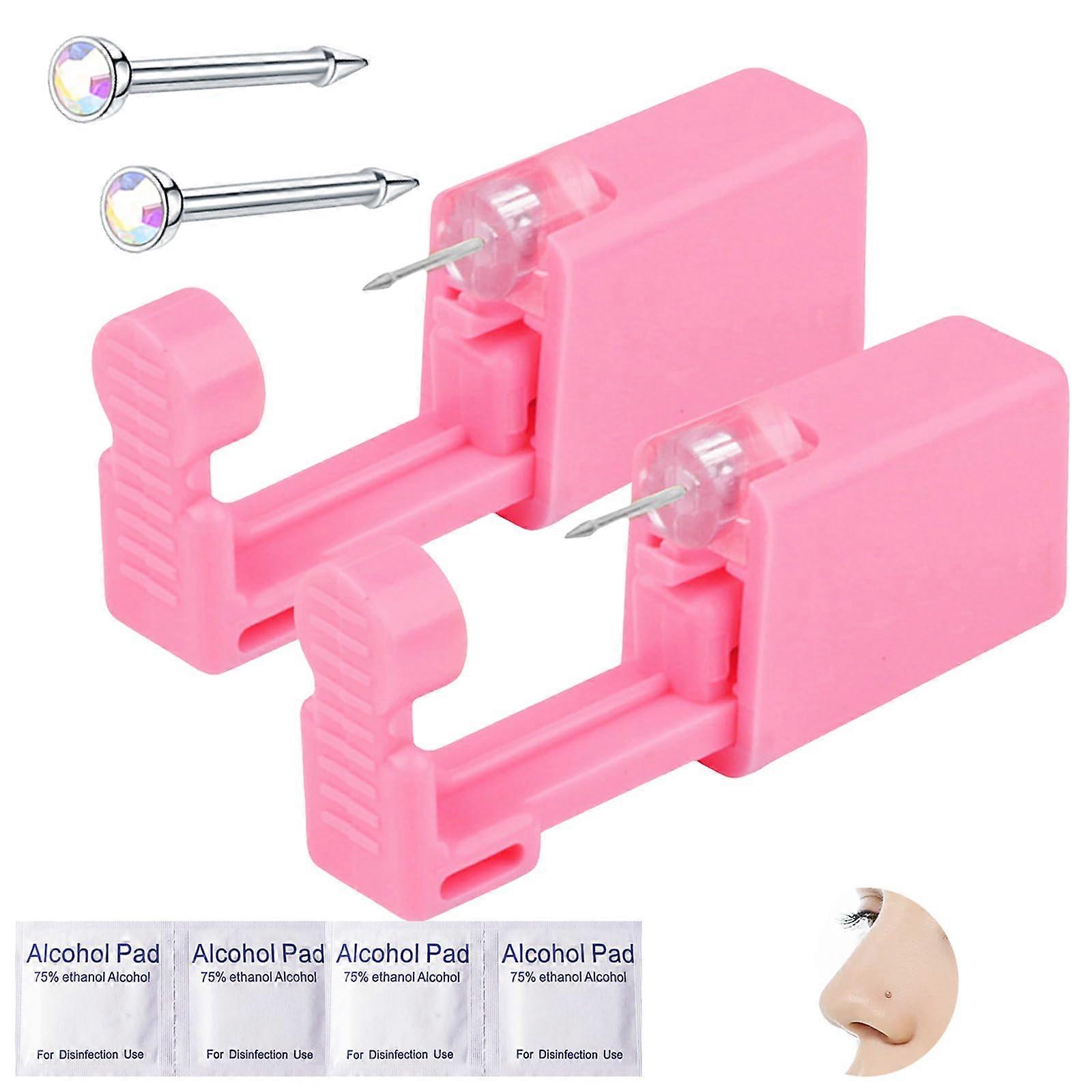 Nose Piercing Kit with 6 Disposable Self Nose Piercing Guns and Hypoallergenic Silver Studs