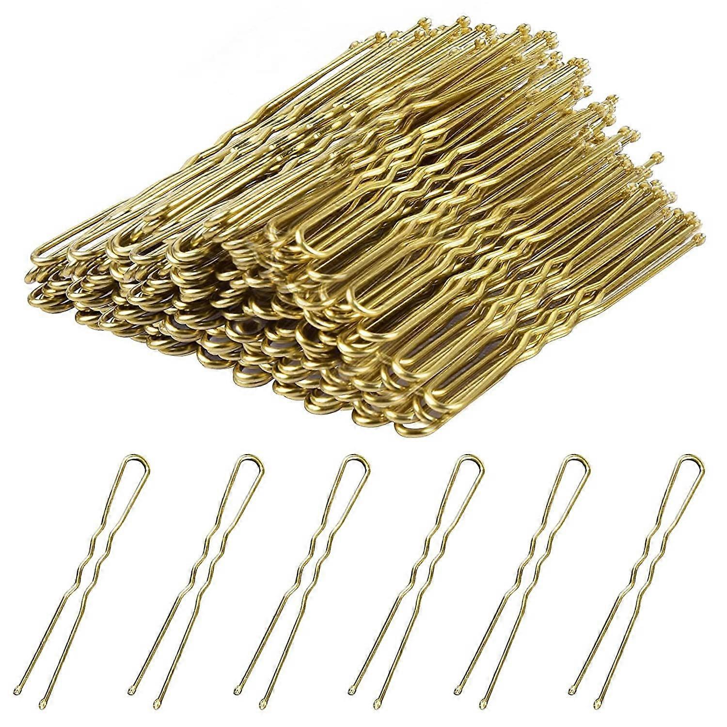 Gold U Shaped Bobby Pins 5cm for Buns Wedding Updo Secure Wave Design 100pcs