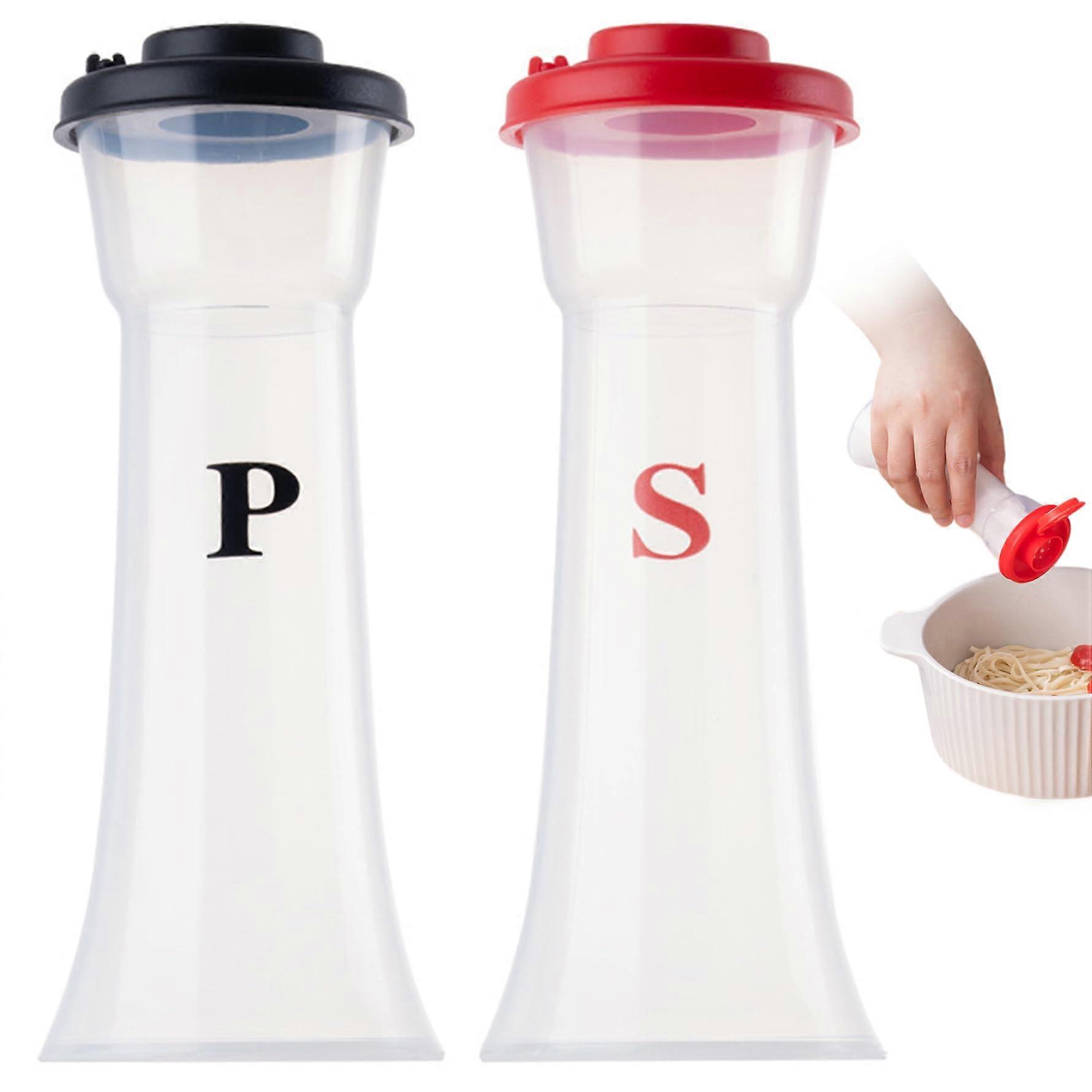 2Pcs Plastic Salt and Pepper Shakers with MoistureProof Lids, Clear Spice Jar Set for Kitchen Camping