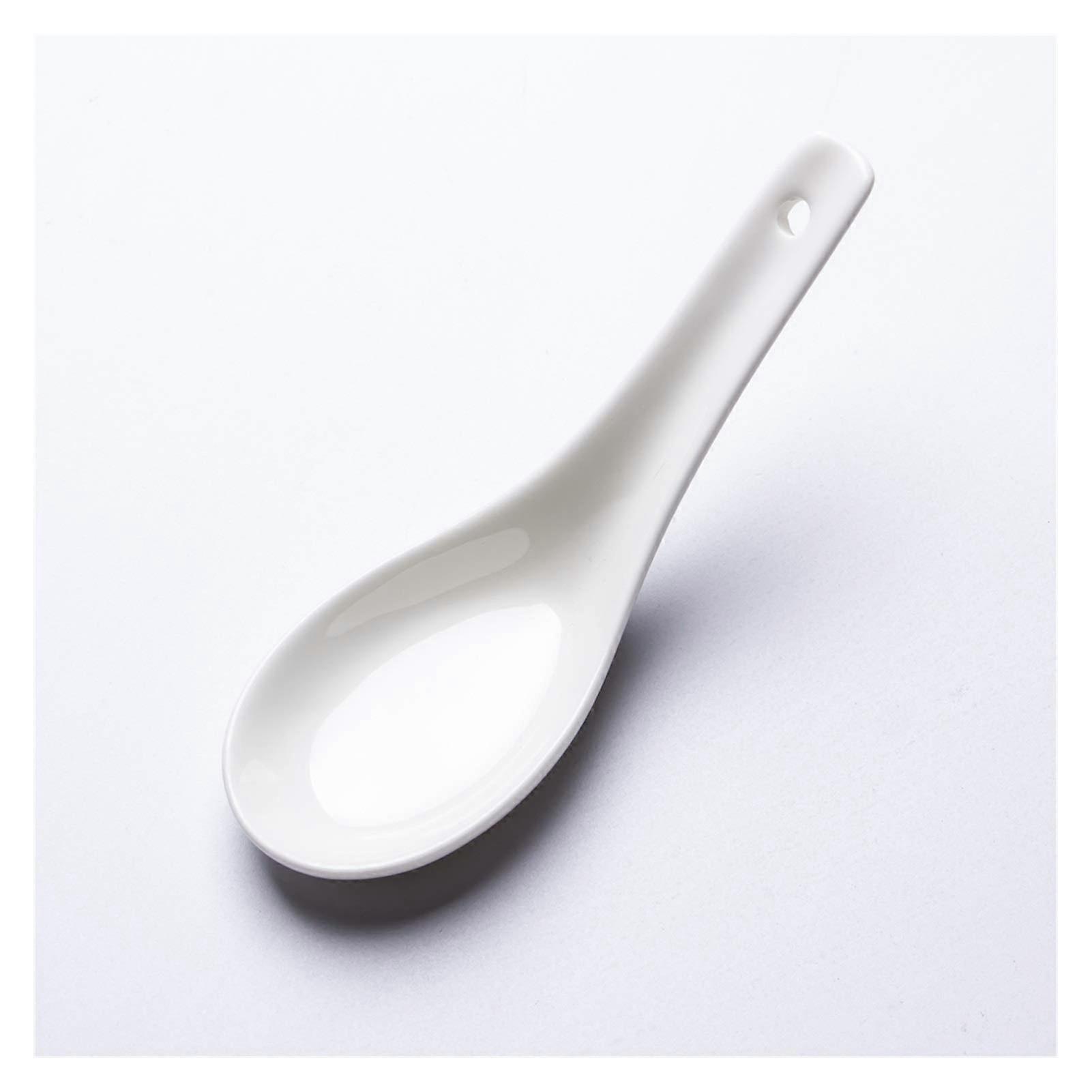Ceramic Dinner Spoon Pure White Bone China Scratch Resistant Hotel Tableware Brass Color