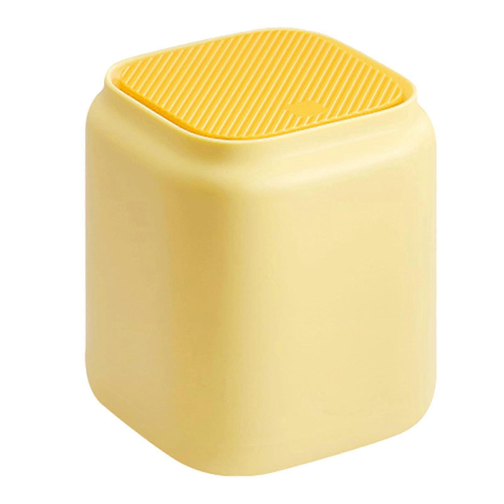 Mini Trash Can with OdorLocking Press Lid for Desktop Office Bathroom Kitchen Yellow
